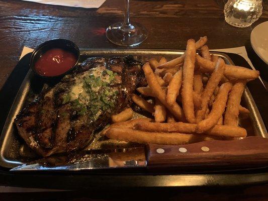 NY strip and fries, was great