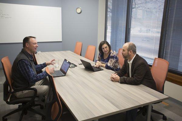 Our professional conference room pricing includes everything you need--WIFI for everyone, coffee service, projector, whiteboard, & phone.