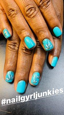 Short Full set with Nail Art Decal Design