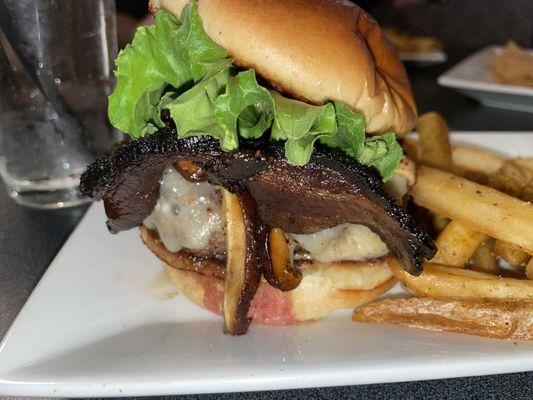 Shiitake truffle burger and fries