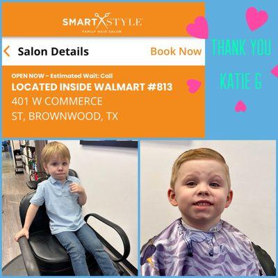 This is the before and after haircut by Katie G.