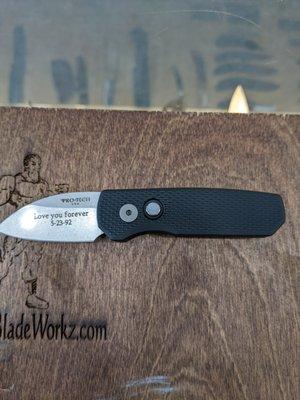 Engraved Protech Runt for special anniversary