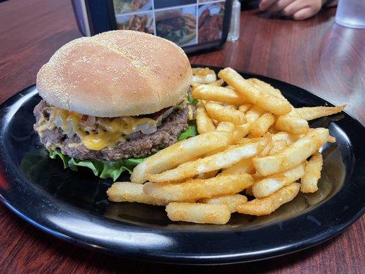 The St Louis Burger with grilled onions and a side of fries. So good!