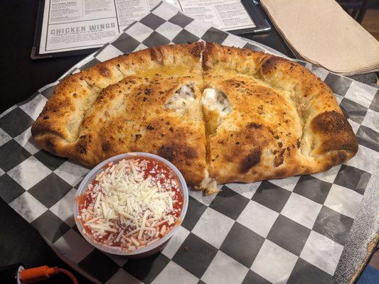 Sausage and mushroom calzone