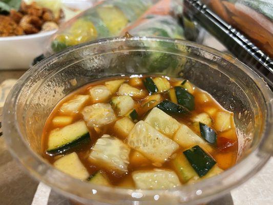 Sauce...mango and cucumbers.