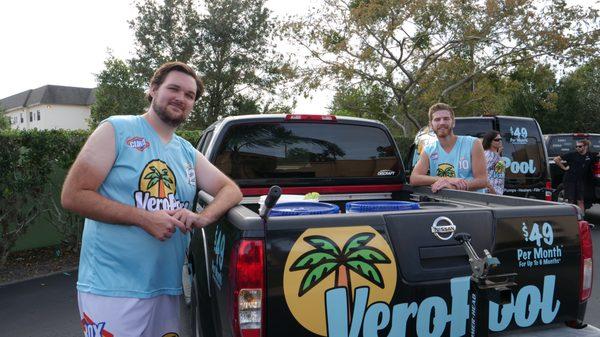 Mike and Adam take great pride in their work keeping swimming pools sparkling