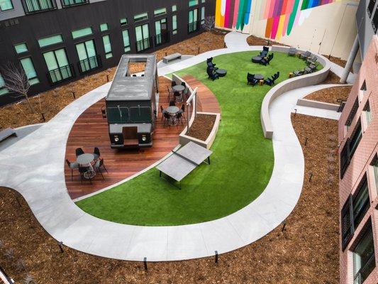 Aerial view of outdoor couryard