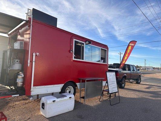 Outside of food truck stand