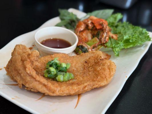Deep fried sole fish