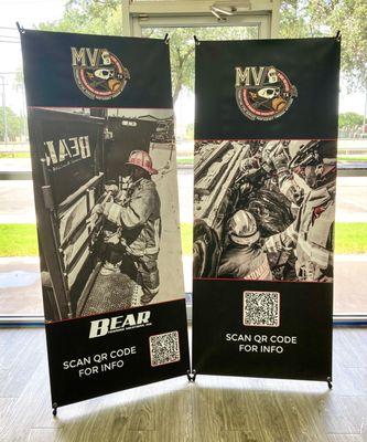 Tripod banner stands with banners