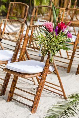 Ceremony aisle chair florals