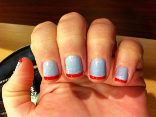 My manicure! Gorgeous! These are kinda crazy colors, but the work is perfect!