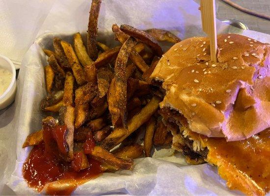Cajun fries (they look like the regular fries but have a nice Cajun flavor)
