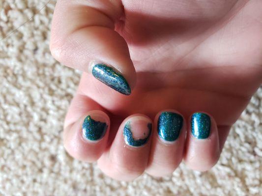 Chipped nails two days after going back to have them fixed for chipping!