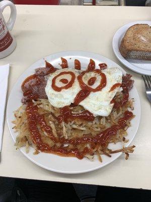 This is my #4...SHAZAAM!!!! They put the eggs *on top* of the corned beef hash which is DOPE!