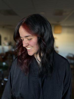 Black side with red money piece.