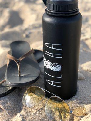 OluKai and UV-printed flask.