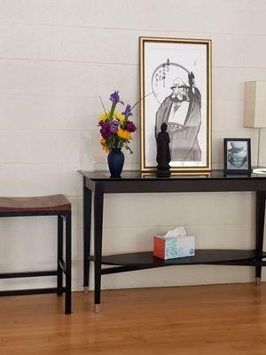 Inside the back room. Some art work.