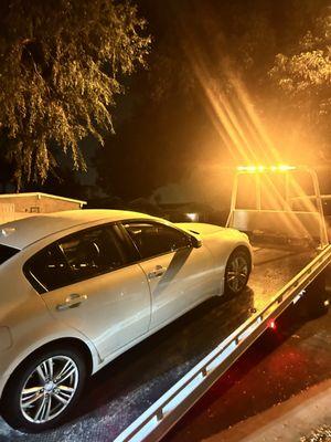 Weekend tow. Alternator dead. Car couldn't move under its own power but they still hooked it and hauled it.