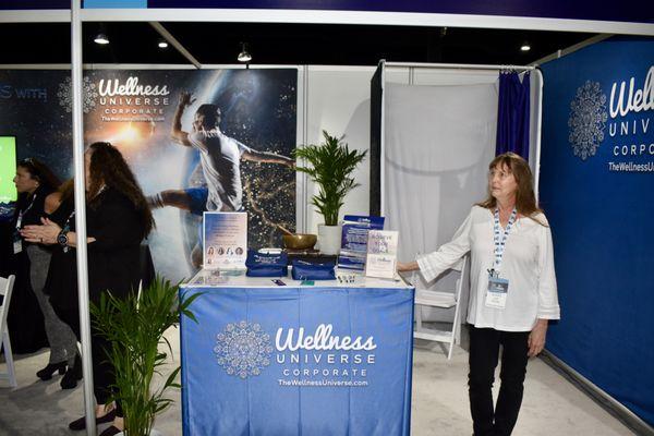 Leah Skurdal offered Energy Healing Updates and Chakra Tuneups with The Wellness Universe Wellness Booth - SoccerEx Miami