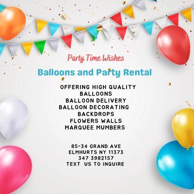 Balloon and Party rental Chair and Table