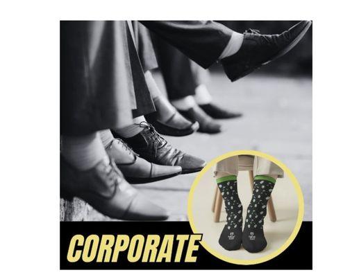 Custom logo socks for businesses and corporate events. Customizable with your colors and logo.
