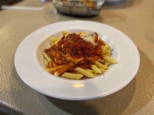 Chicken Parmesan Mostaccioli