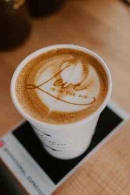 Large with custom printed latte art