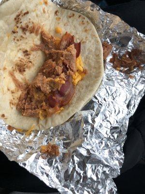 Barley any bean or cheese and the beans are crusty !