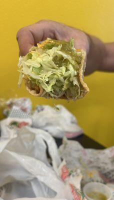 Shredded Lettuce Taco on Taco Tuesday Where's the chicken? This location is a JOKE