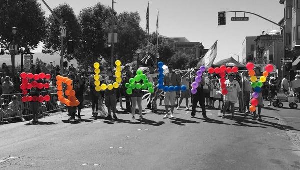 LGBTQ Connection was part of a bright multi-group contingent in Napa's 4th of July Parade, 2014.