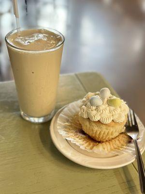 Espresso shake and Lemon Blueberry Cupcake