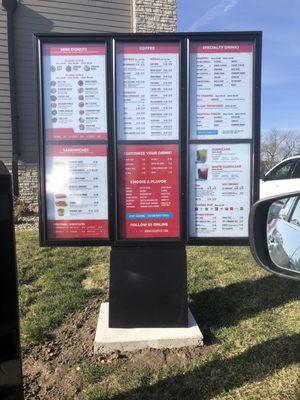 Menu at the drive thru