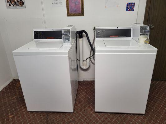 New Speed Queen coin-operated machine.  You can see security plate fits great.  Left is before plate and lock put on.