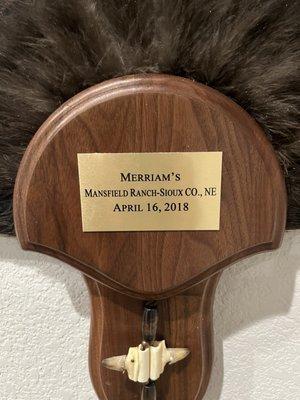 Turkey Fan Mount Custom Name Plate