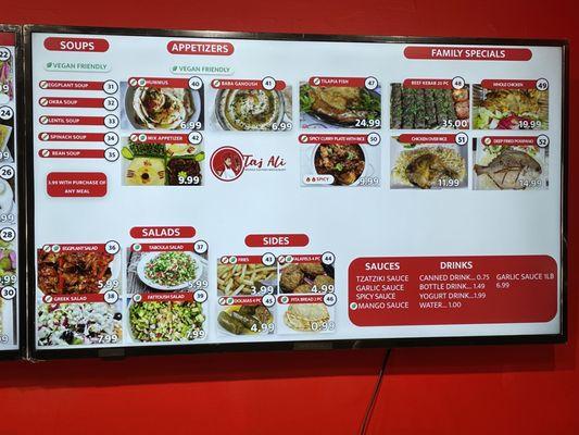 This is the menus they have on the wall.