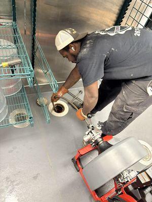 Commercial kitchen drain was backing up.