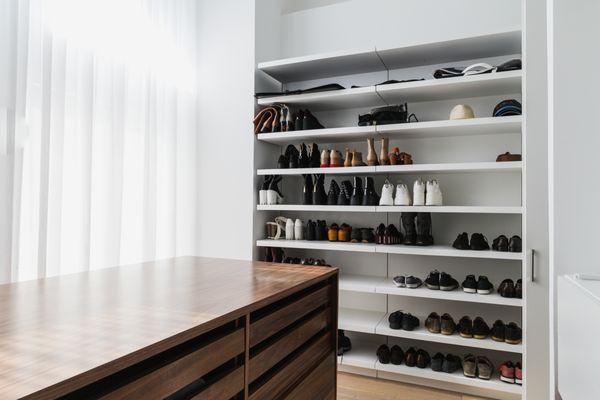 Custom made walk-in. Solid wood isle.