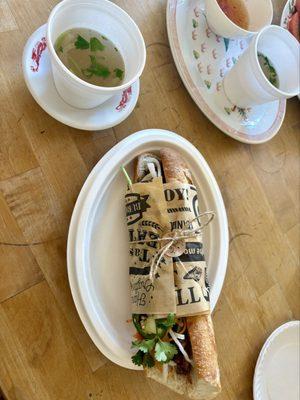 Grilled Pork Banh Mi with free side cup of broth