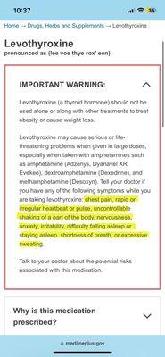 Levothyroxine overdose symptoms from the government website