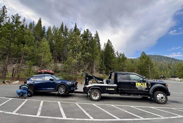 Safely down the hill from Kaiser Pass Road