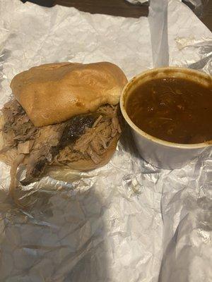 Pulled Pork Sandwich & Brothers BBQ Beans