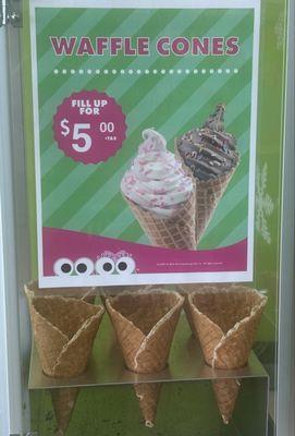 Just look at all these wonderful choices in toppings... and they have waffle cones too!!! My favorite sweet treat spot