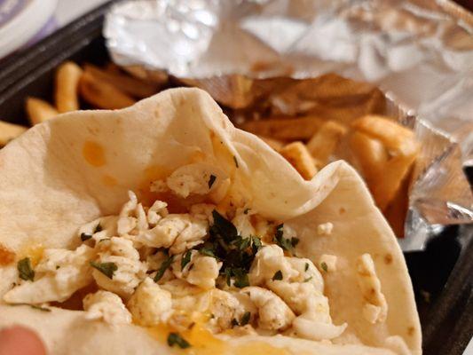 Bfast taco egg and cheese with fresh herbs. Delicious!