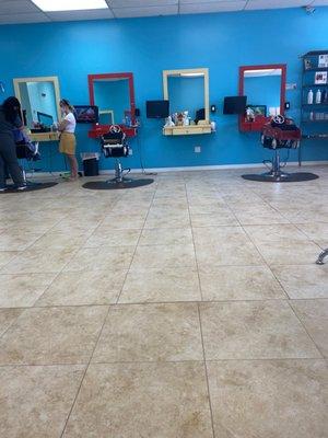 The kids hair cutting area