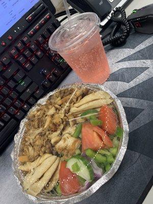 Chicken Gyro Platter, soda is seagrams raspberry