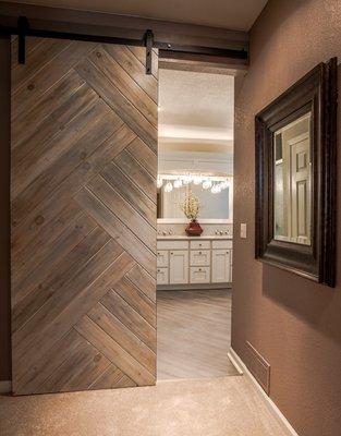Slider Artworks created this custom door to compliment the cabinetry I designed for a client. Exquisite!