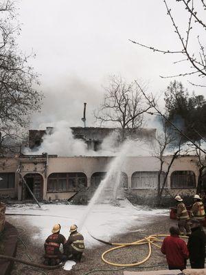 55-minutes after climbing down the tree- nothing left of the third floor.