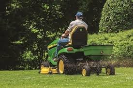 Large jobs we use our riding mowers and can fertilize