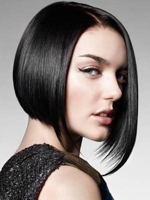Jagged Bob! This style is often worn by Victoria Beckham a.k.a. Posh Spice!